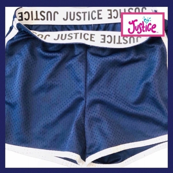 JUSTICE Girl’s Athletic Logo Waistband Nylon Sport Shorts - Picture 1 of 4